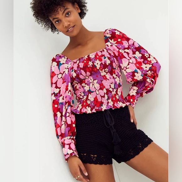 Free People Tops - Free People Ariana Floral Smocked Long Sleeve Top